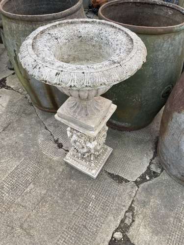 Garden Urn on decorative plinth