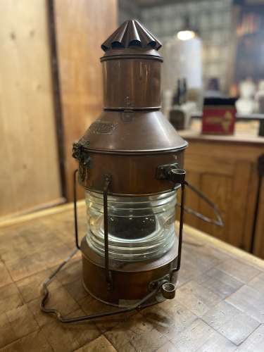 Antique solid copper Under Command nautical lantern