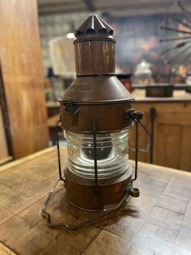 Antique solid copper Under Command nautical lantern