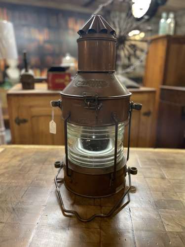 Antique solid copper Under Command nautical lantern