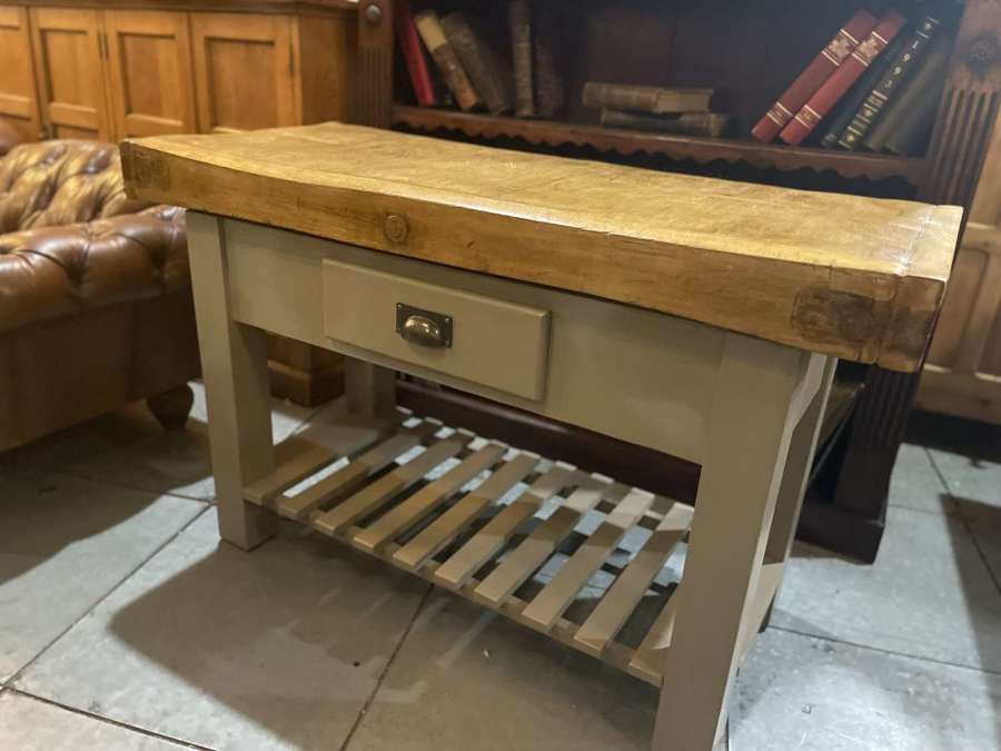 Original butchers block on a hand painted base.
