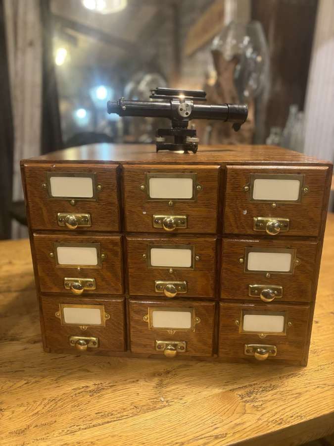 Vintage oak index filing drawers