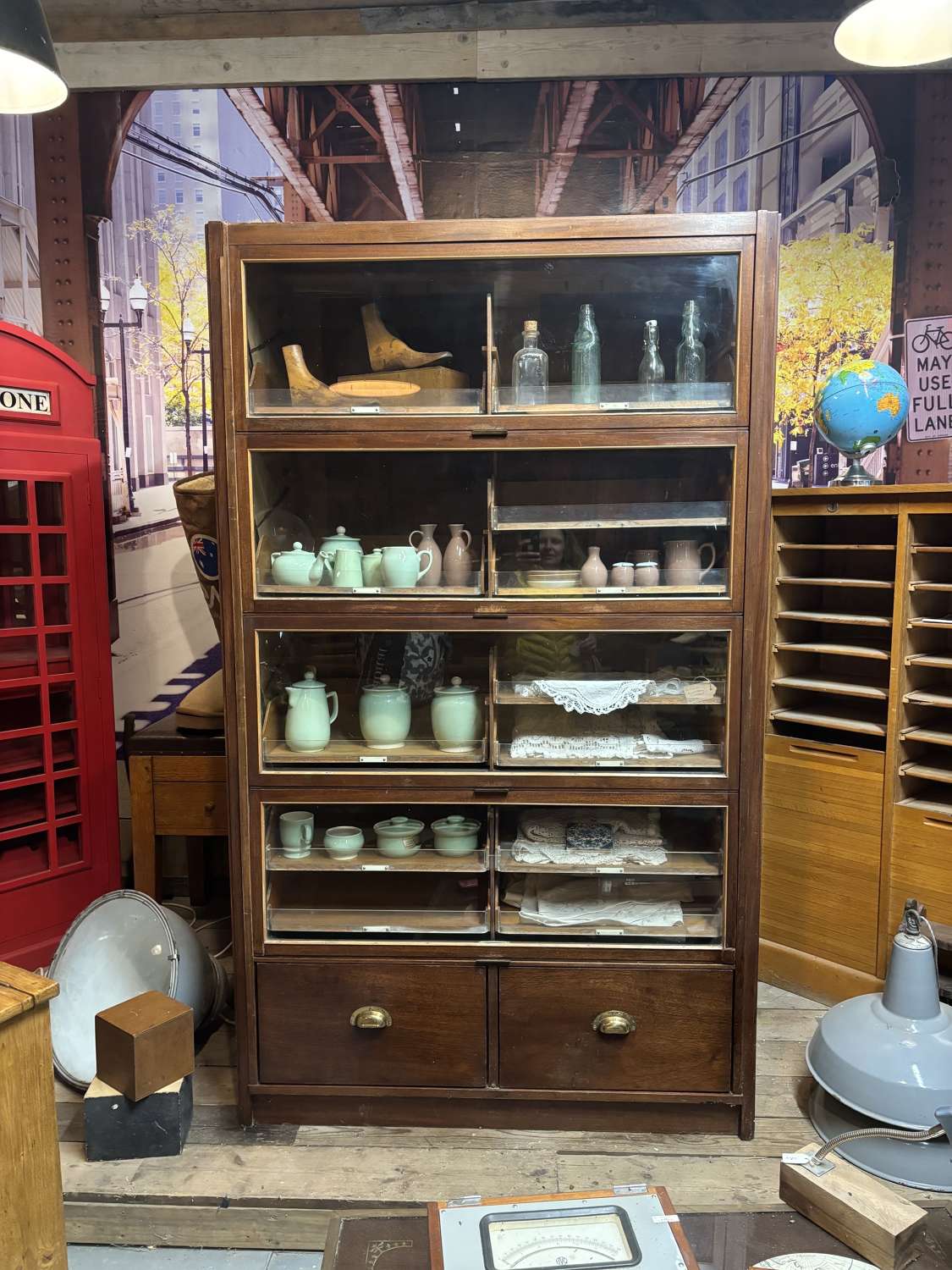 Antique Glazed Haberdashery cupboard , display