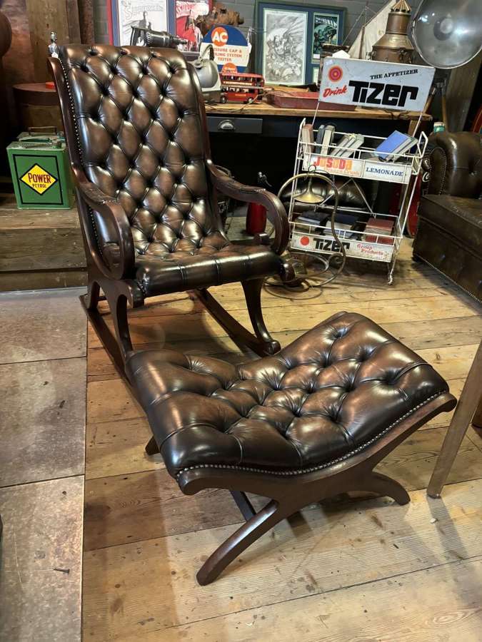 Chesterfield Slipper Rocking Chair and footstool