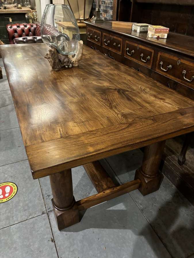 Solid Elm Refectory Dining Table seats up to 8