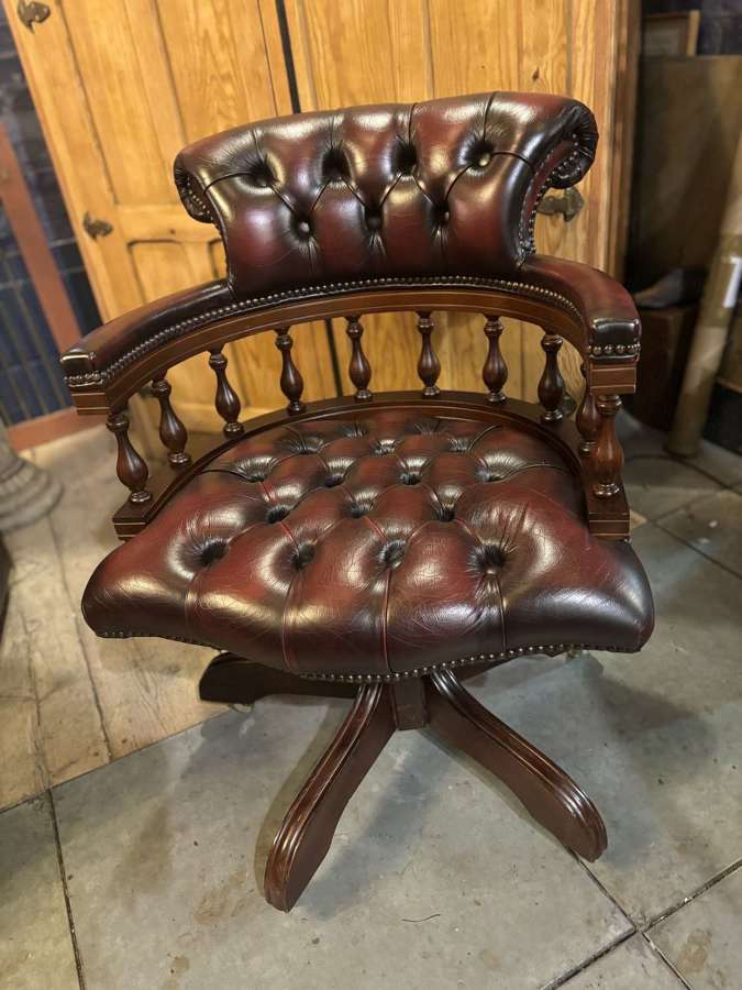Oxblood  leather Chesterfield Captains Office Chair