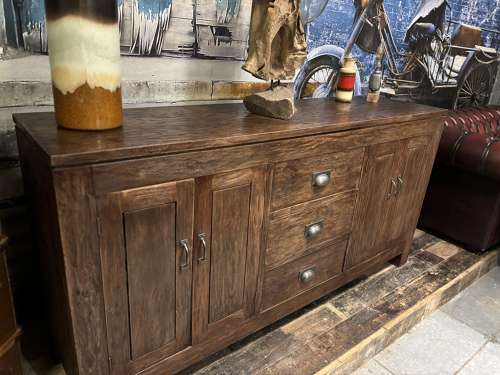 Reclaimed teak sideboard with drawers.