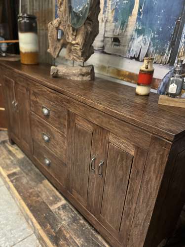 Reclaimed teak sideboard with drawers.