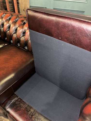 Oxblood leather 3 seater Chesterfield sofa