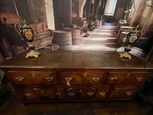 Antique solid oak dresser base.