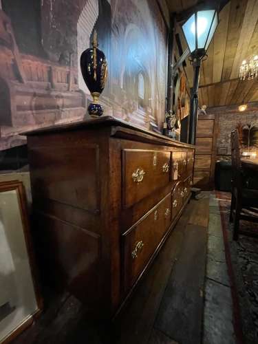 Antique solid oak dresser base.