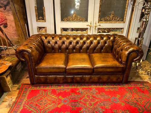 3 seater leather Chesterfield sofa