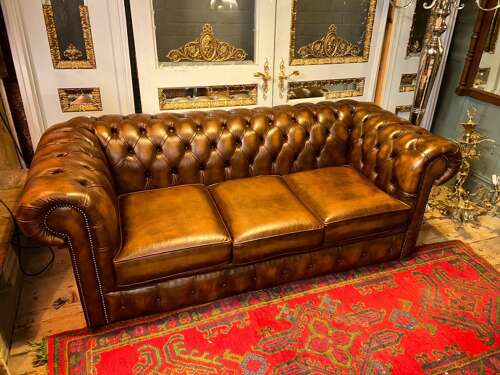 3 seater leather Chesterfield sofa