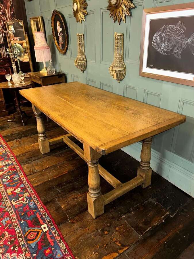 Solid oak 6 seater refectory dining table