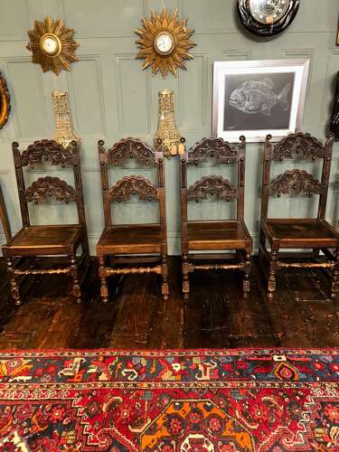 Set of 4 antique oak Yorkshire dining chairs.