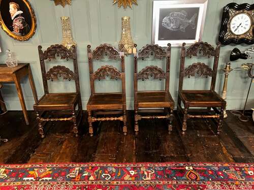 Set of 4 antique oak Yorkshire dining chairs.