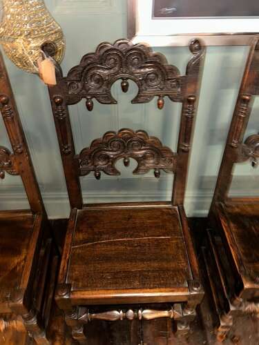 Set of 4 antique oak Yorkshire dining chairs.