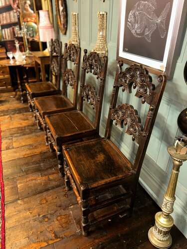 Set of 4 antique oak Yorkshire dining chairs.