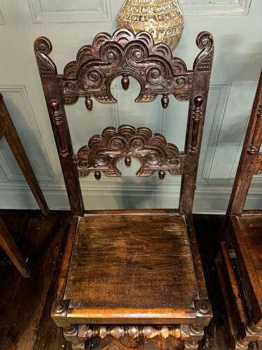 Set of 4 antique oak Yorkshire dining chairs.