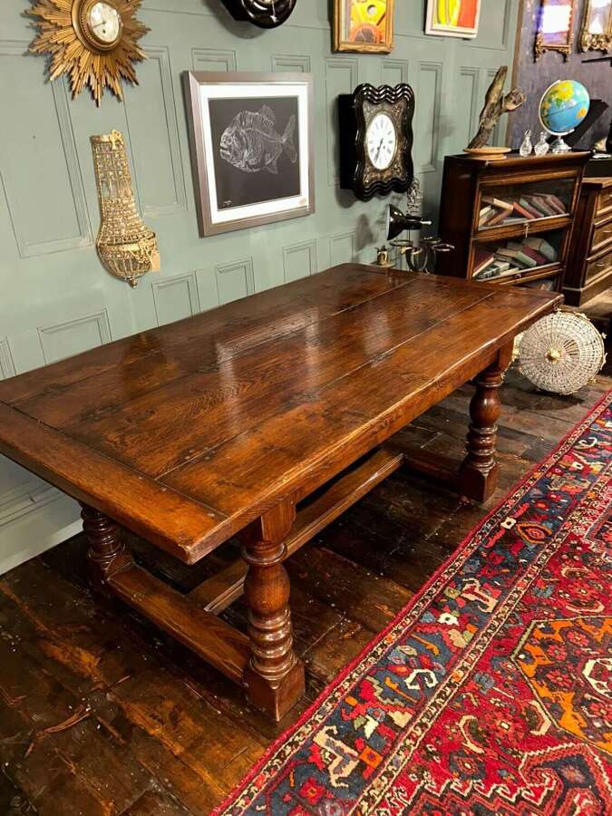 Solid Oak Plank top Refectory Table